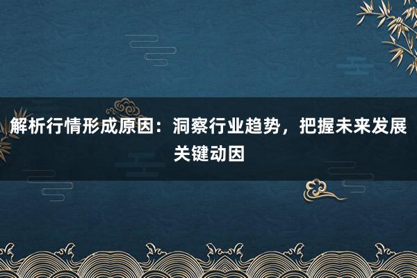 解析行情形成原因：洞察行业趋势，把握未来发展关键动因