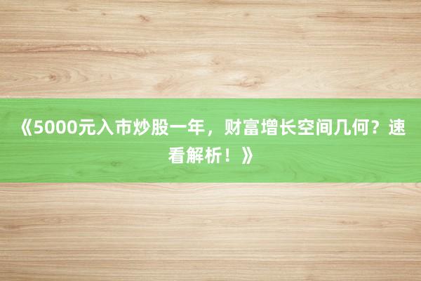 《5000元入市炒股一年，财富增长空间几何？速看解析！》