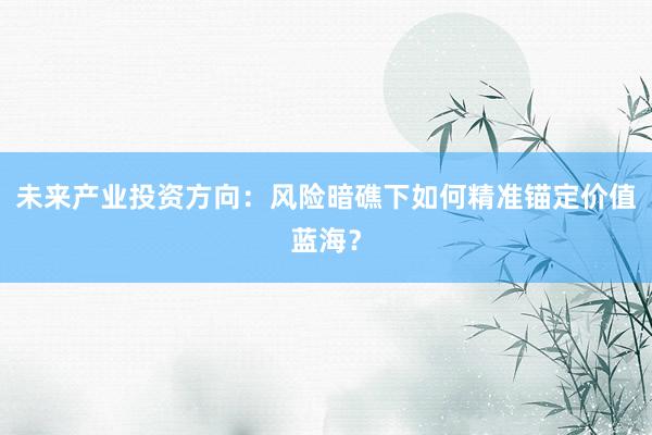 未来产业投资方向：风险暗礁下如何精准锚定价值蓝海？