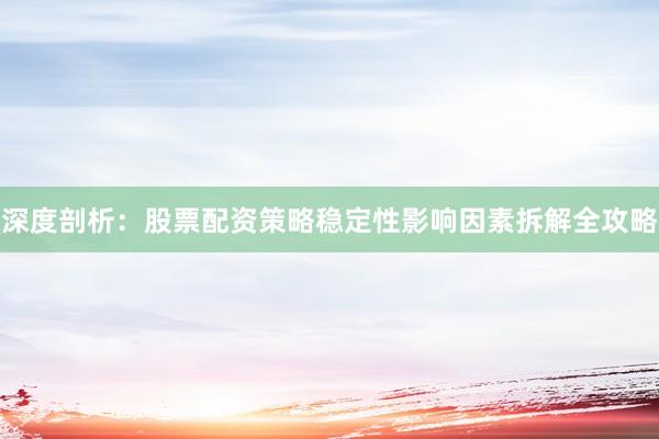 深度剖析：股票配资策略稳定性影响因素拆解全攻略