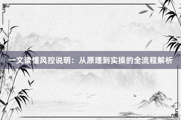 一文读懂风控说明：从原理到实操的全流程解析