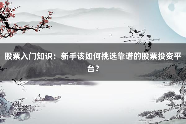 股票入门知识：新手该如何挑选靠谱的股票投资平台？