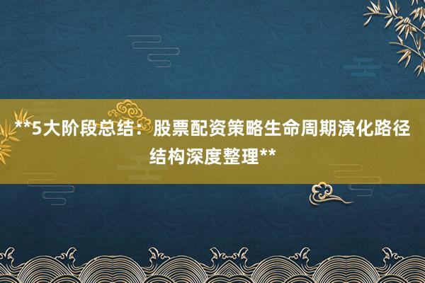 **5大阶段总结：股票配资策略生命周期演化路径结构深度整理**