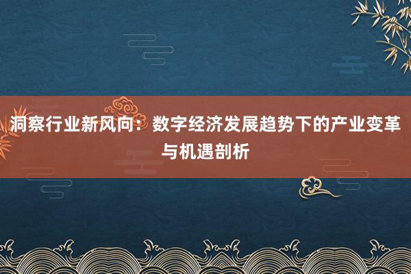洞察行业新风向：数字经济发展趋势下的产业变革与机遇剖析