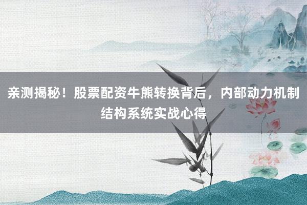 亲测揭秘！股票配资牛熊转换背后，内部动力机制结构系统实战心得