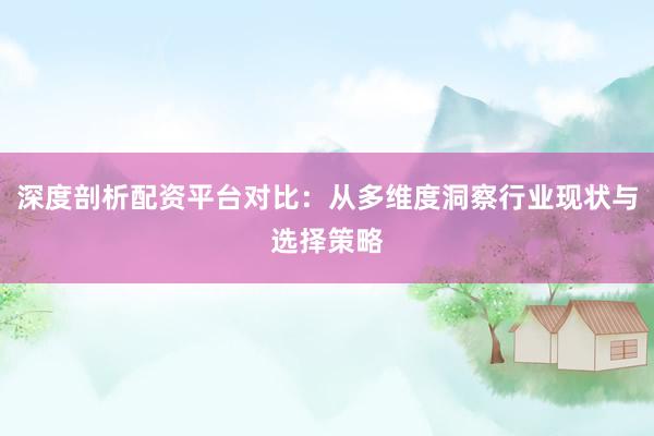 深度剖析配资平台对比：从多维度洞察行业现状与选择策略